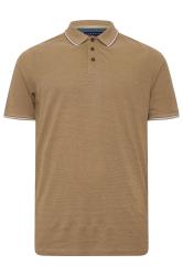 BadRhino Big & Tall Tan Brown Textured Tipped Polo Shirt