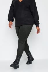 Plus Size Black Faux Suede Stretch High Waisted Leggings | Yours Clothing 1