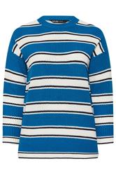 YOURS Curve Blue Stripe Knitted Jumper