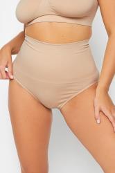 Plus Size Nude Seamless Control High Waisted Full Briefs | Yours Clothing 3