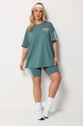 YOURS ACTIVE Plus Size  Blue 'Health & Wellness' T-Shirt | Yours Clothing 4