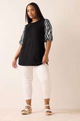 YOURS Plus Size Black Zebra Print Sleeve Top | Yours Clothing 1