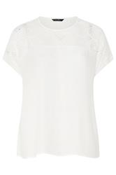 EVANS Curve White Lace Detail Short Sleeve Top