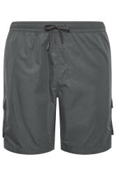 BadRhino Big & Tall Charcoal Grey Crinkle Nylon Cargo Shorts