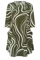 YOURS Curve Green Abstract Swirl Tunic Dress