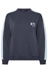 YOURS Plus Size Navy Blue 'NYC' Side Stripe Sweatshirt | Yours Clothing 7