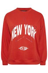 LIMITED COLLECTION Plus Size Red 'New York' Slogan Sweatshirt | Yours Clothing 5