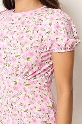 PixieGirl Petite Women's Pink & White Floral Midi Dress | PixieGirl 4