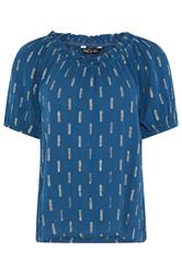 M&Co Petite Navy Blue Foil Scoop Neck Top | M&Co 6