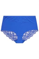 YOURSET 3 PACK Curve Plus Size Blue & White Lace Back High Waisted Knickers | Yours Clothing 8