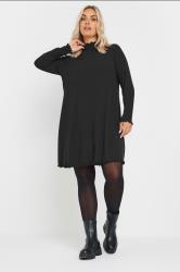 YOURS Curve Plus Size Black Lettuce Edge Tunic Dress | Yours Clothing  3