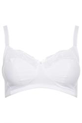 YOURS Curve White Cotton Lace Trim Non-Padded Non-Wired Bralette