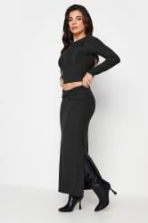 PixieGirl Black Ribbed Twist Front Maxi Skirt | PixieGirl 2