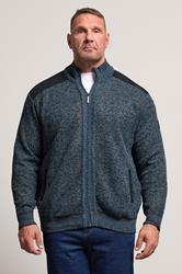 D555 Big & Tall Blue Marl Zip Through Knitted Jumper | BadRhino 3