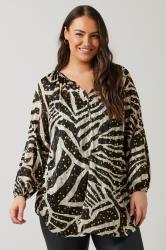 EVANS Plus Size Black & Gold Metallic Zebra Print Blouse | Evans 3