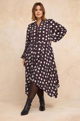 EVANS Plus Size Purple Spot Print Hanky Hem Dress | Evans 1