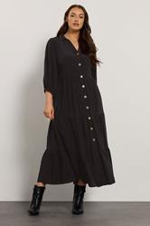 EVANS Plus Size Black Premium Tiered Maxi Dress | Evans 2