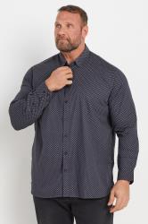 D555 Big & Tall Blue Abstract Spot Print Button Shirt | BadRhino 3