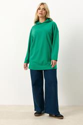 YOURS Plus Size Green Seam Detail Hoodie | Yours Clothing 1