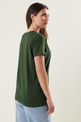 LTS Tall Khaki Green V-Neck Cotton T-Shirt | Long Tall Sally 2