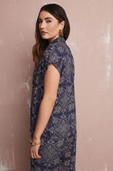 LTS Tall Navy Blue Tile Print Button Shirt | Long Tall Sally 4