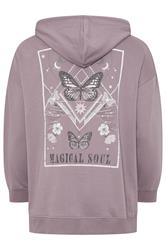YOURS Plus Size Mauve Purple Celestial Hoodie | Yours Clothing 7