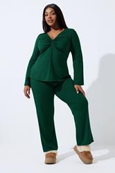 LIMITED COLLECTION Plus Size Forest Green Wide Leg Trousers | Yours Clothing 3