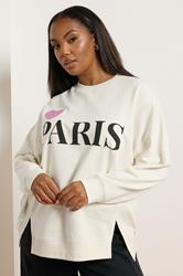 YOURS Plus Size Cream 'Paris' Heart Sweatshirt | Yours Clothing 3