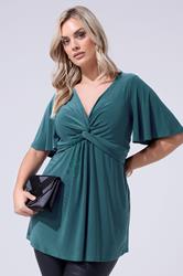 YOURS LONDON Plus Size Teal Blue Knot Detail Front Top | Yours Clothing 3