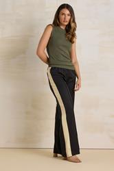 LTS Tall Black & Natural Brown Side Stripe Front Seam Wide Leg Trousers | Long Tall Sally 3