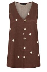 YOURS Curve Chocolate Brown Polka Dot Textured Waistcoat