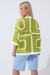 LIMITED COLLECTION Plus Size Green Abstract Crochet Boxy Top | Yours Clothing 4