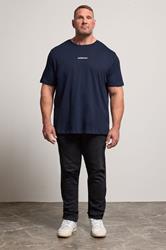 JACK & JONES Big & Tall Navy Blue Crew Neck Graphic T-Shirt | BadRhino 1