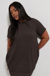 YOURS Plus Size Chocolate Brown Textured Swing Top | Yours Clothing 3