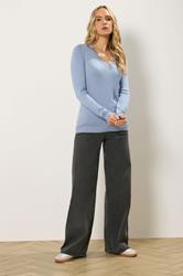 LTS Tall Pale Blue Knit V-Neck Jumper | Long Tall Sally 1