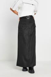 PixieGirl Petite Womens Black Belted Utility Maxi Skirt | PixieGirl 1