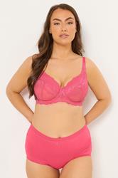 YOURS 2 PACK Plus Size Pink & Black Polka Dot Non Padded Underwired Bras | Yours Clothing 4