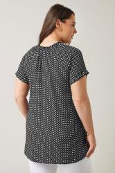 EVANS Plus Size Black Dot Print Tie Neck Blouse | Evans 2