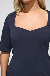 YOURS LONDON Plus Size Navy Blue Panel Skater Dress | Yours Clothing 4