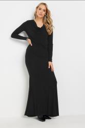LTS Tall Black Cowl Neck Asymmetric Top | Long Tall Sally 2
