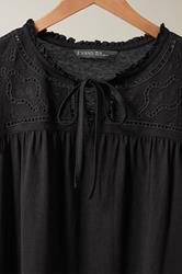 EVANS Plus Size Black Cutwork Tie Neck Blouse Modal | Evans 8