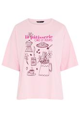 YOURS Curve Pink 'La Patisserie' Graphic T-Shirt