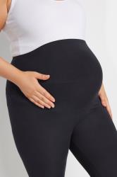 BUMP IT UP MATERNITY Plus Size Navy Blue Stretch Cropped Leggings | Yours Clothing 4