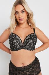YOURS Plus Size Black Lace Padded Plunge Bra | Yours Clothing  3