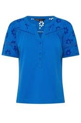 M&Co Petite Cobalt Blue Broderie Cotton T-Shirt
