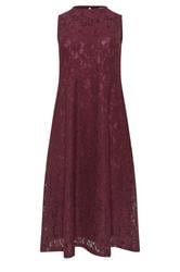 M&Co Burgundy Red Lace Skater Dress