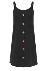 PixieGirl Petite Black Button Front Sleeveless Dress