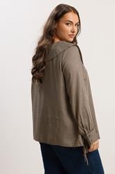 YOURS Plus Size Brown Collared Check Shirt | Yours Clothing 2