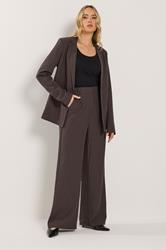 LTS PREMIUM Tall Women's Chocolate Brown Pinstripe Wide Leg Trousers| Long Tall Sally 3