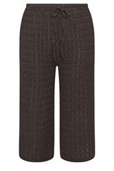 YOURS Curve Brown Bubble Texture Cropped Trousers